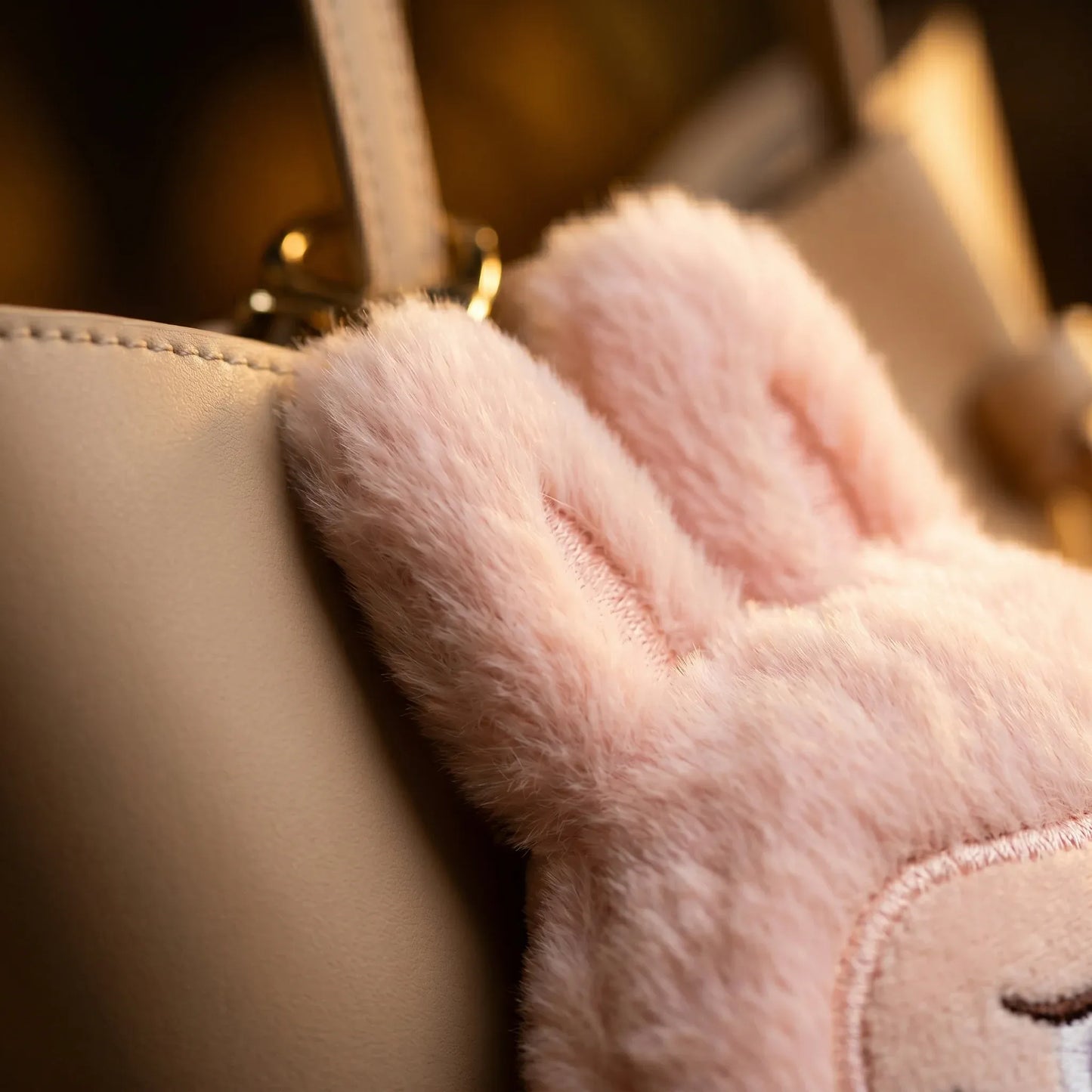 Labubu Plush Keychain (Pink)