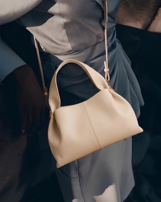 The Haven Beige Bag side view — Neutral Shoulder Bag Women Pakistan | MYLIGHT.PK