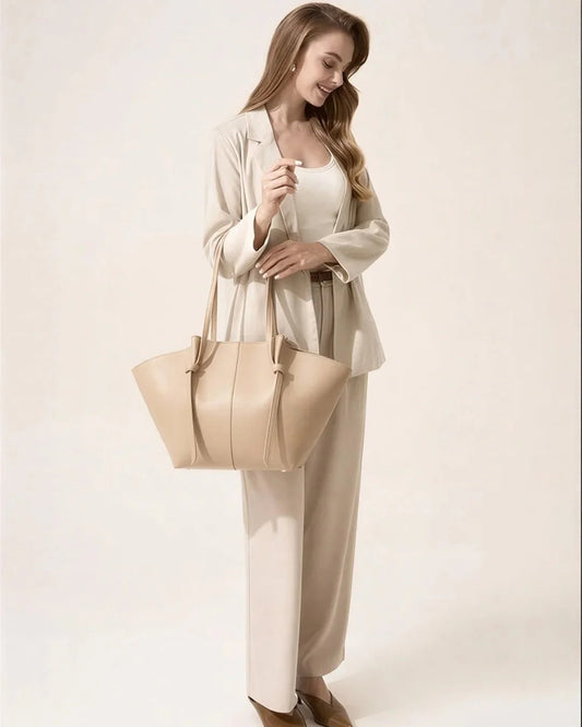 Amara Tote Beige Bag side view — Premium Tote Bag Women Pakistan | MYLIGHT.PK