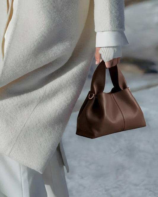 The Haven Dark Brown Bag close up — Structured Shoulder Bag Pakistan | MYLIGHT.PK
