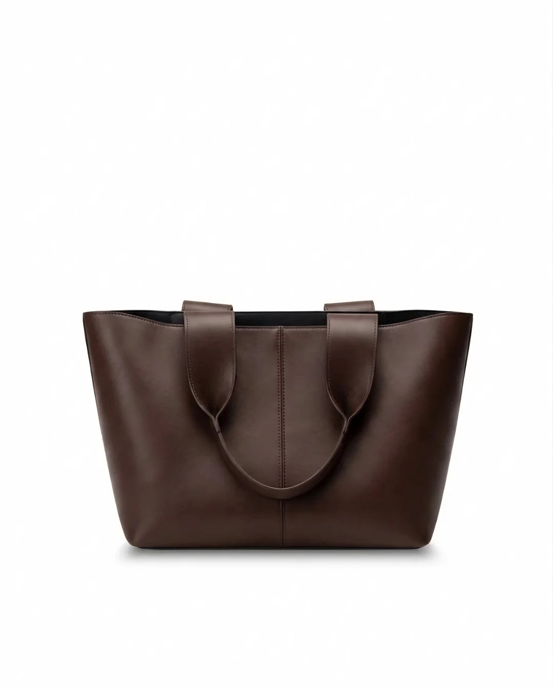 Dark Brown Faux Leather Tote Bag – Deep Tone Everyday Shoulder Bag for University & Office Women