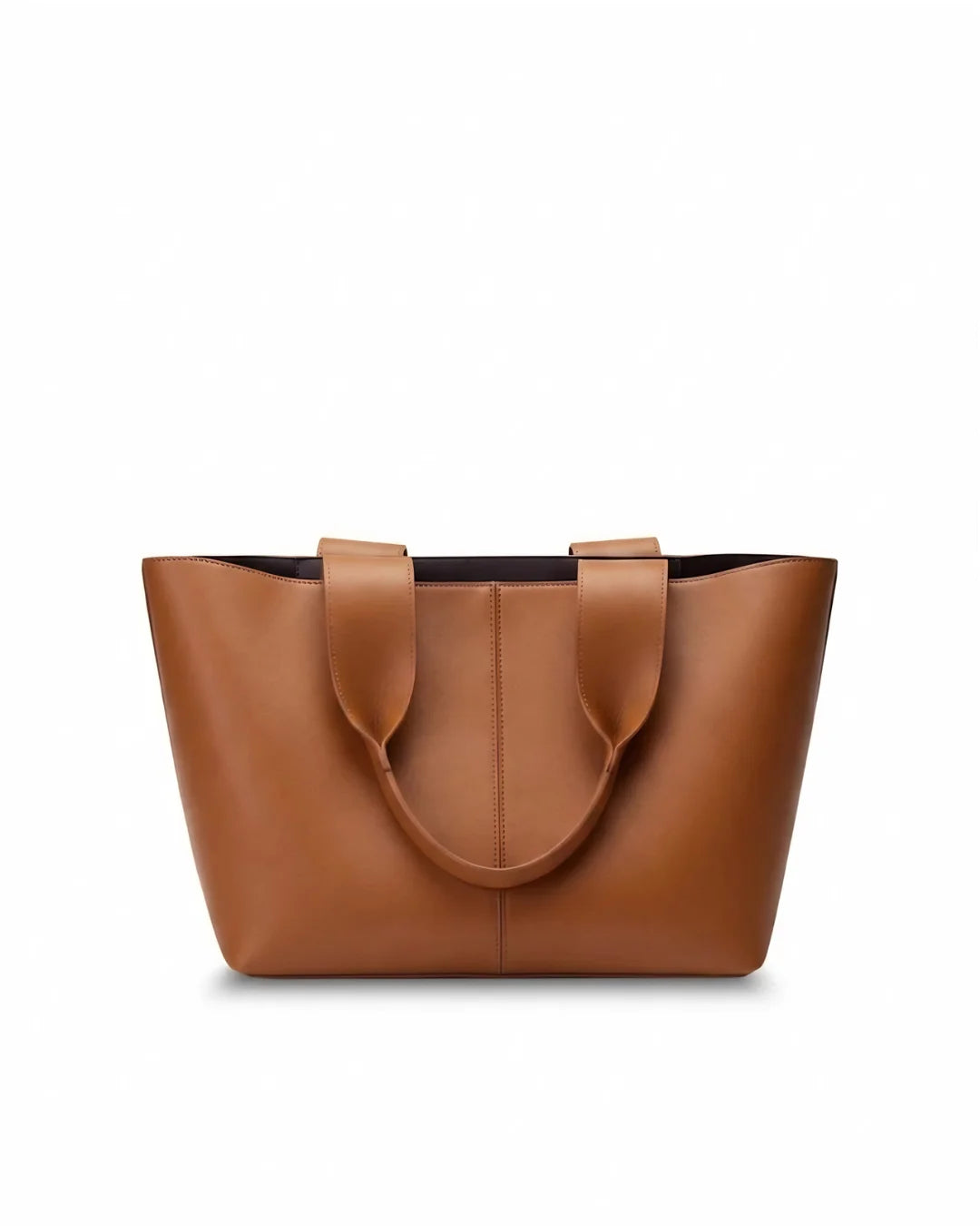 Brown Faux Leather Tote Bag – Warm Tone Everyday Shoulder Bag for University & Office Women