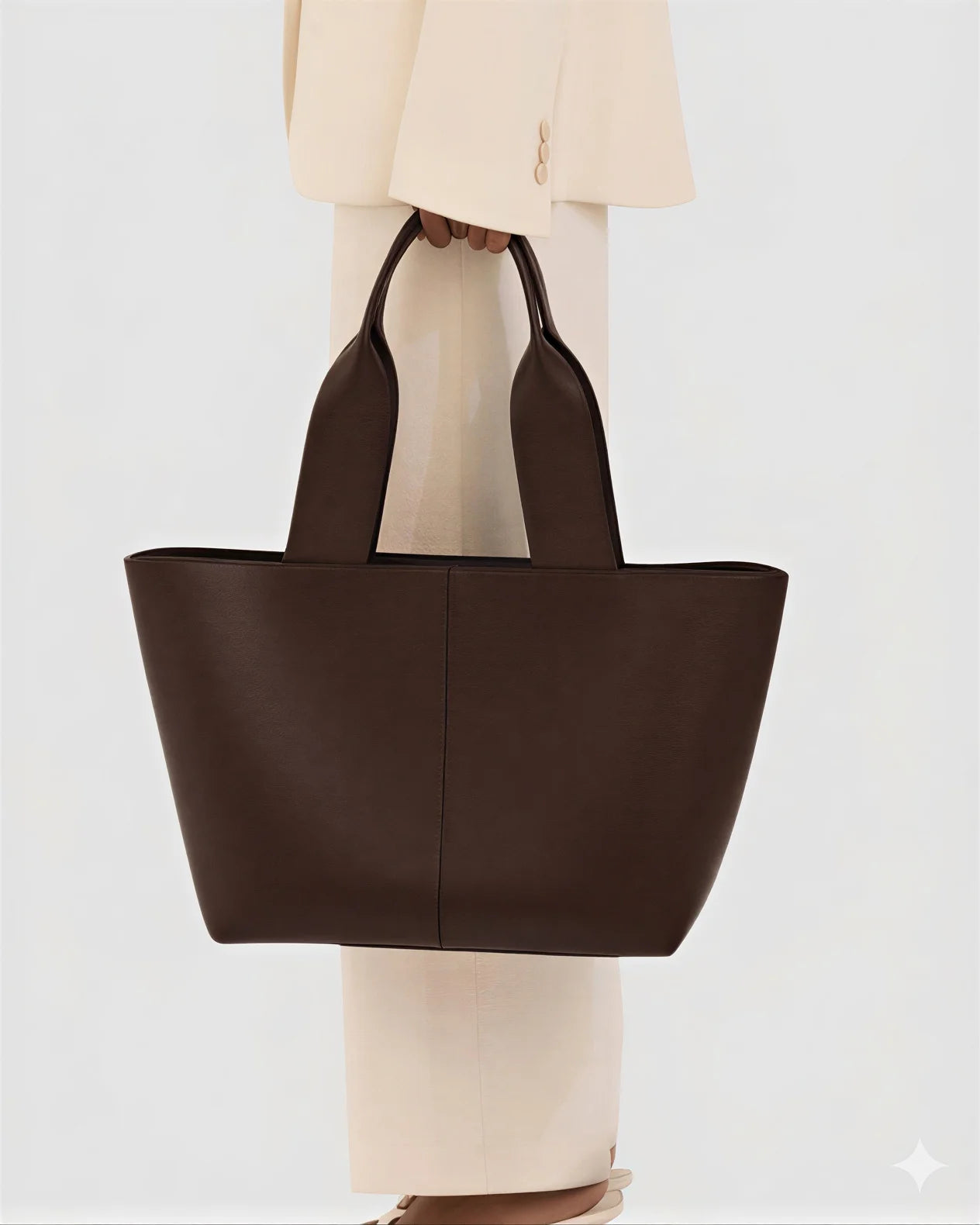 Uni Tote Bag Dark Brown Fixed Handles & Zipper Detail – Durable Everyday Carry Bag for Women Pakistan