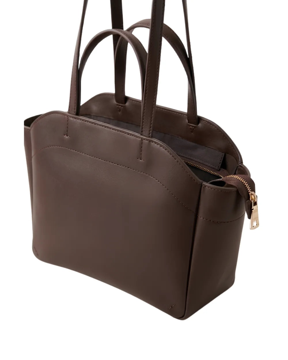 Zara Dark Brown Bag side view — Premium Faux Leather Tote Bag Pakistan | MYLIGHT.PK