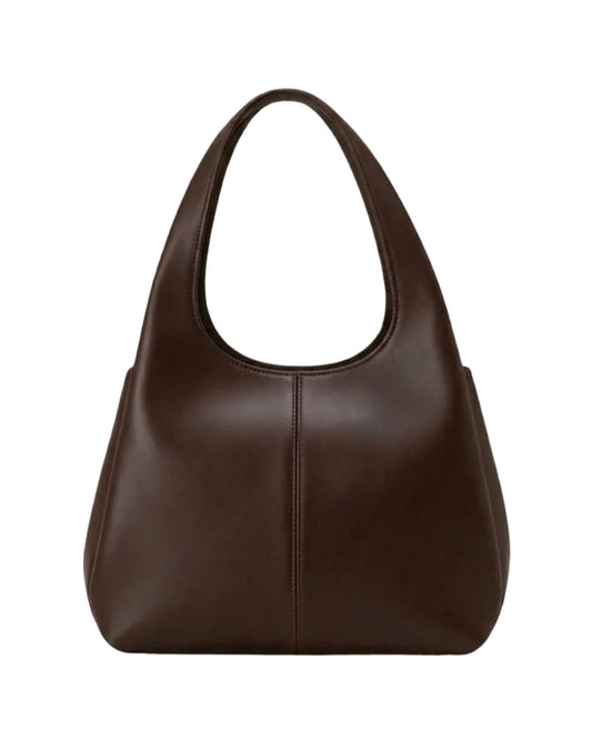 Nova Shoulder Dark Brown Bag front view — Structured Trapeze Shoulder Bag for Women Pakistan | MYLIGHT.PK