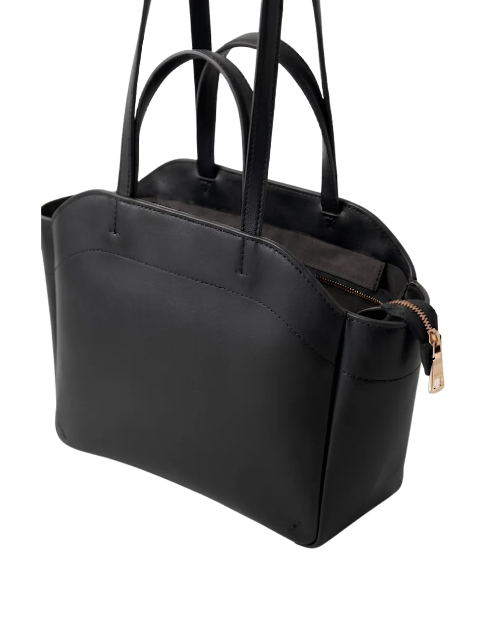 Zara Black Bag side view — Premium Faux Leather Tote Bag Pakistan | MYLIGHT.PK