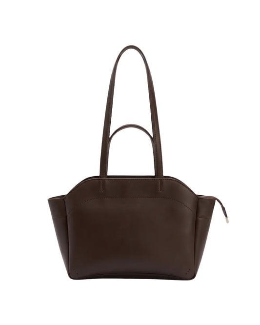 Zara Dark Brown Bag front view — Structured Wing Tote Bag for Women Pakistan | MYLIGHT.PK