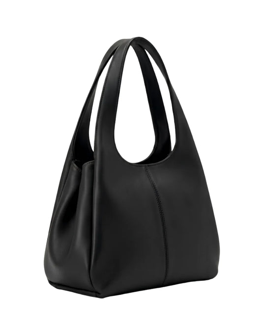 Nova Shoulder Black Bag side view — Premium Faux Leather Shoulder Bag Pakistan | MYLIGHT.PK