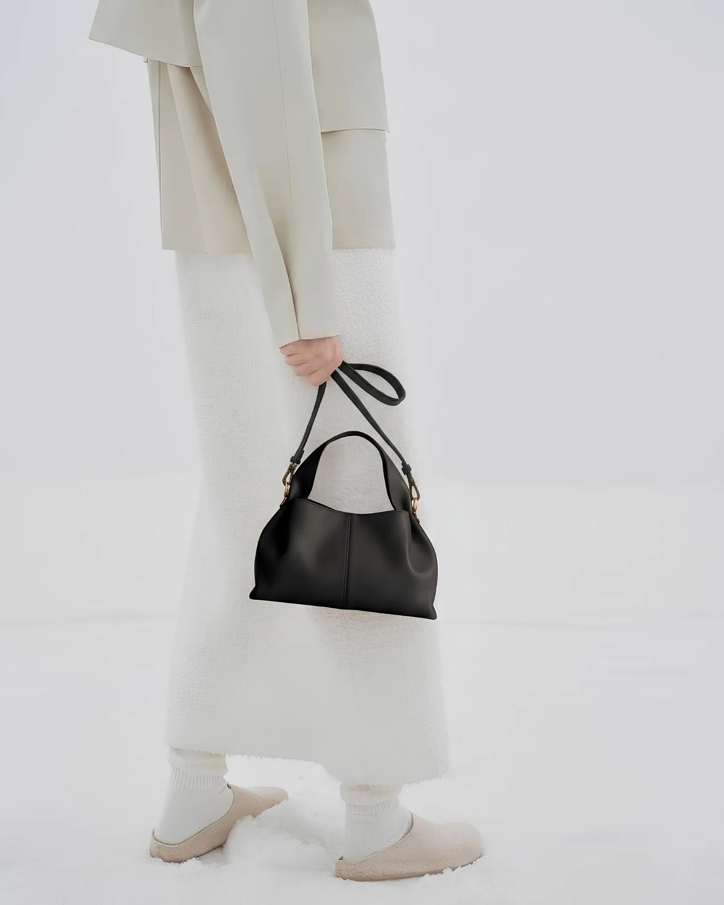 Stylish black leather shoulder bag for women in Pakistan - The Haven Collection by My Light