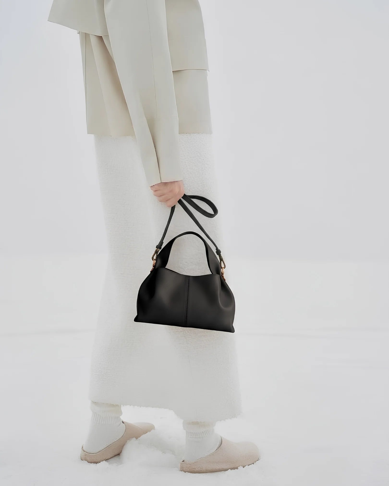 Stylish black leather shoulder bag for women in Pakistan - The Haven Collection by My Light