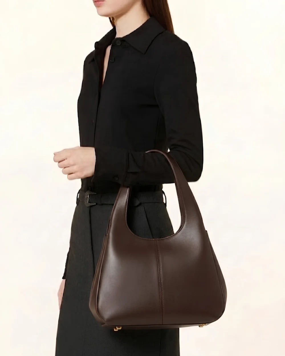 Nova Shoulder Dark Brown Bag interior — Inner Zip Pocket Shoulder Bag Women Pakistan